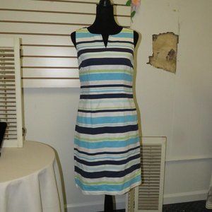 Talbots Vertical Stripe Green & Blue Dress Size 4